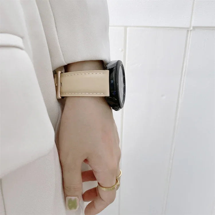 本革シルバーバックル交換用ストラップウォッチバンド、Samsung Galaxy Watch3 45mm用、Samsung Galaxy Watch3 41mm用