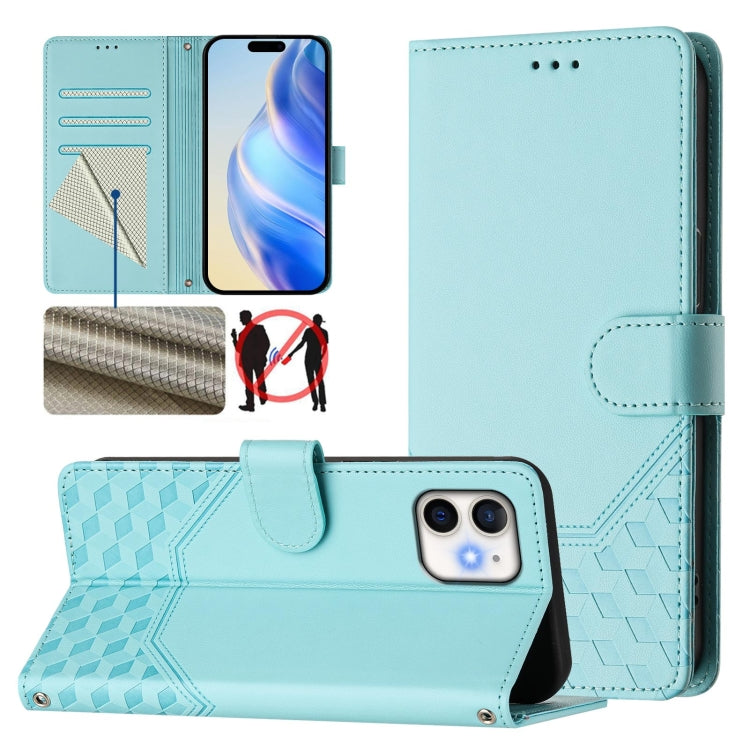 ハニカムエンボス RFIDレザー携帯ケース、iPhone 11 Pro Max用、iPhone 11用、iPhone 11 Pro用、iPhone X / XS用、iPhone XR用、iPhone XS Max用、iPhone 8 Plus / 7 Plus用