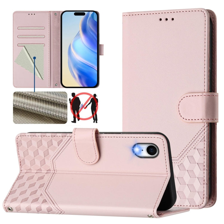 ハニカムエンボス RFIDレザー携帯ケース、iPhone 11 Pro Max用、iPhone 11用、iPhone 11 Pro用、iPhone X / XS用、iPhone XR用、iPhone XS Max用、iPhone 8 Plus / 7 Plus用