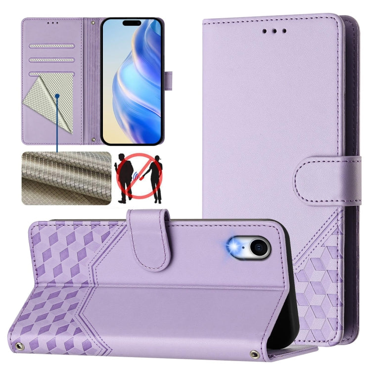 ハニカムエンボス RFIDレザー携帯ケース、iPhone 11 Pro Max用、iPhone 11用、iPhone 11 Pro用、iPhone X / XS用、iPhone XR用、iPhone XS Max用、iPhone 8 Plus / 7 Plus用