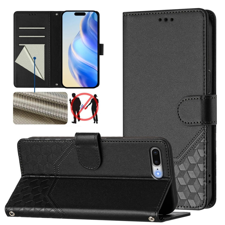 ハニカムエンボス RFIDレザー携帯ケース、iPhone 11 Pro Max用、iPhone 11用、iPhone 11 Pro用、iPhone X / XS用、iPhone XR用、iPhone XS Max用、iPhone 8 Plus / 7 Plus用