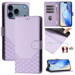 ハニカム型エンボス加工RFIDレザースマホケース、iPhone 17e / 16e用、iPhone 17 Pro Max用、iPhone 17 Pro用、iPhone 17用、iPhone Air用、iPhone 16 Pro Max用、iPhone 16 Pro用、iPhone 16 Plus用