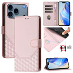 ハニカム型エンボス加工RFIDレザースマホケース、iPhone 17e / 16e用、iPhone 17 Pro Max用、iPhone 17 Pro用、iPhone 17用、iPhone Air用、iPhone 16 Pro Max用、iPhone 16 Pro用、iPhone 16 Plus用