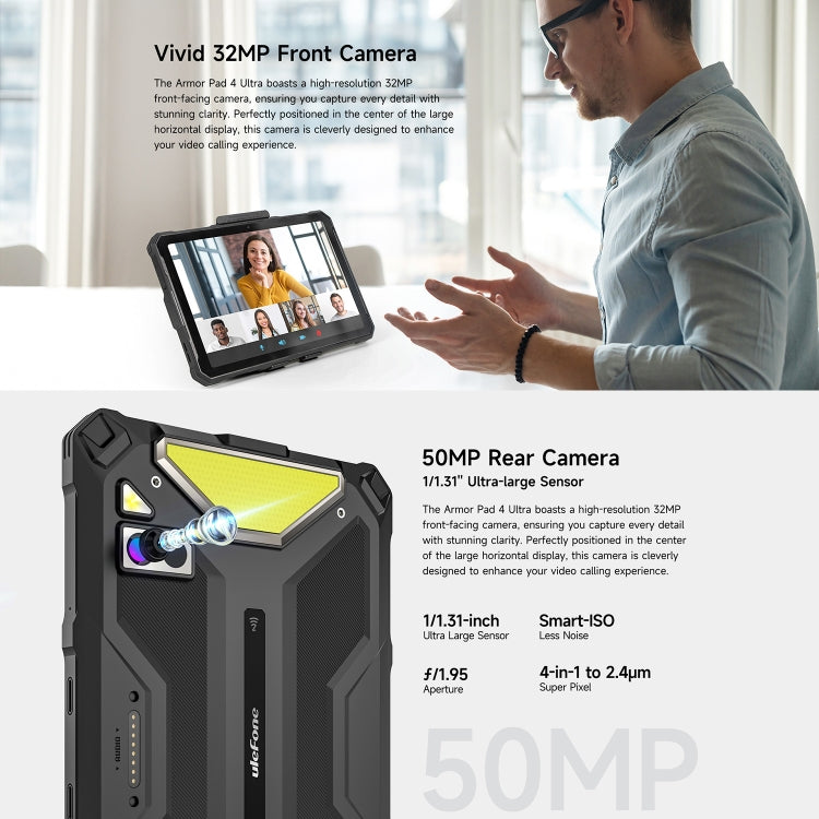 Ulefone Armor Pad 4 Ultra サーマルバージョン 頑丈タブレット、10.36インチ Android 14 MediaTek Dimensity 6300 オクタコア 5Gネットワーク、EUプラグ、Armor Pad 4 Ultra サーマルイメージング