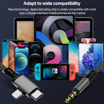 2in1 8ピン、USB-C / Type-Cから3.5mmカーAUXオーディオアダプターケーブル、Type-C、8ピンから3.5mm、長さ：1m