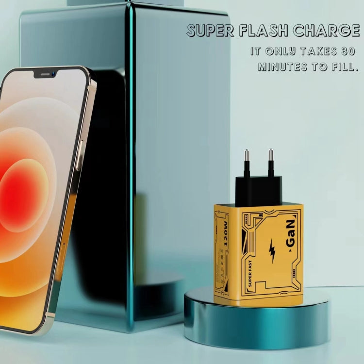HX111 120W USB、Type-C GaN 超高速充電器、USプラグ、EUプラグ、UKプラグ