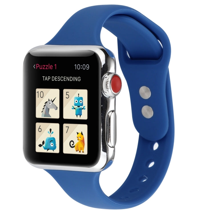 Thin Silicone Double Buckle Replacement Wrist Strap, For Apple Watch 5 & 4 44mm / 3 & 2 & 1 42mm