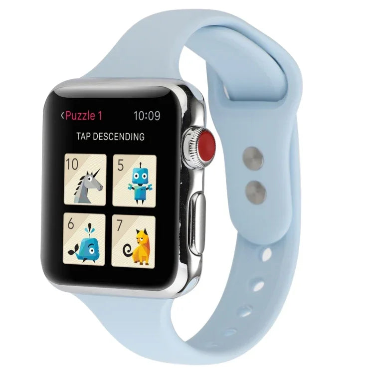 Thin Silicone Double Buckle Replacement Wrist Strap, For Apple Watch Series 7 41mm / 6 & SE & 5 & 4 40mm / 3 & 2 & 1 38mm, For Apple Watch Series 8&7 41mm / SE 2&6&SE&5&4 40mm / 3&2&1 38mm