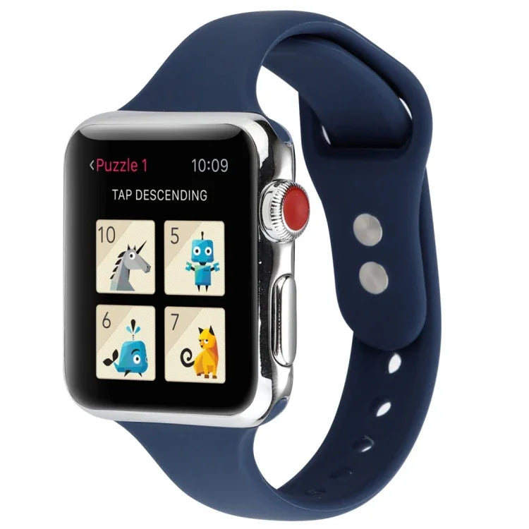 Thin Silicone Double Buckle Replacement Wrist Strap, For Apple Watch Series 7 41mm / 6 & SE & 5 & 4 40mm / 3 & 2 & 1 38mm, For Apple Watch Series 8&7 41mm / SE 2&6&SE&5&4 40mm / 3&2&1 38mm