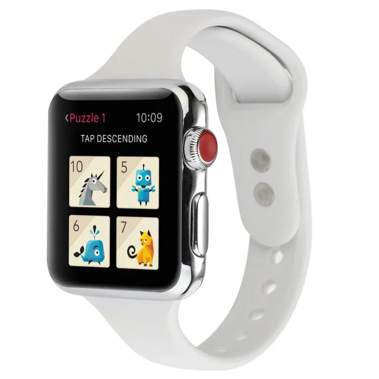 Thin Silicone Double Buckle Replacement Wrist Strap, For Apple Watch Series 7 41mm / 6 & SE & 5 & 4 40mm / 3 & 2 & 1 38mm, For Apple Watch Series 8&7 41mm / SE 2&6&SE&5&4 40mm / 3&2&1 38mm