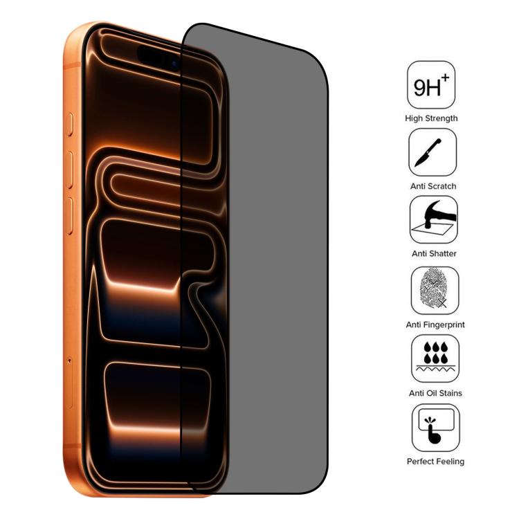 全面カバー 反スパイ シルクスクリーン 強化ガラスフィルム、iPhone 17 Pro Max 用、iPhone 17 Pro 用、iPhone 17 用、iPhone Air 用、iPhone 16 Pro Max 用、iPhone 16 Pro 用、iPhone 16 Plus 用、iPhone 16 用