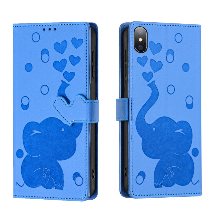 カートゥーン象エンボスレザースマホケース、iPhone XR用、iPhone XS Max用、iPhone 8 Plus / 7 Plus用