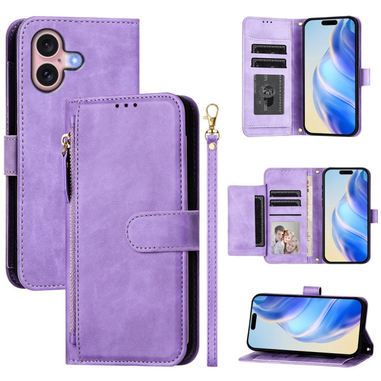 多機能カードスロット付きファスナー財布型レザー電話ケース、iPhone 16用、iPhone 15 Pro Max用、iPhone 15 Pro用、iPhone 15 Plus用、iPhone 15用、iPhone 14 Plus用、iPhone 14 / 13用、iPhone 14 Pro用
