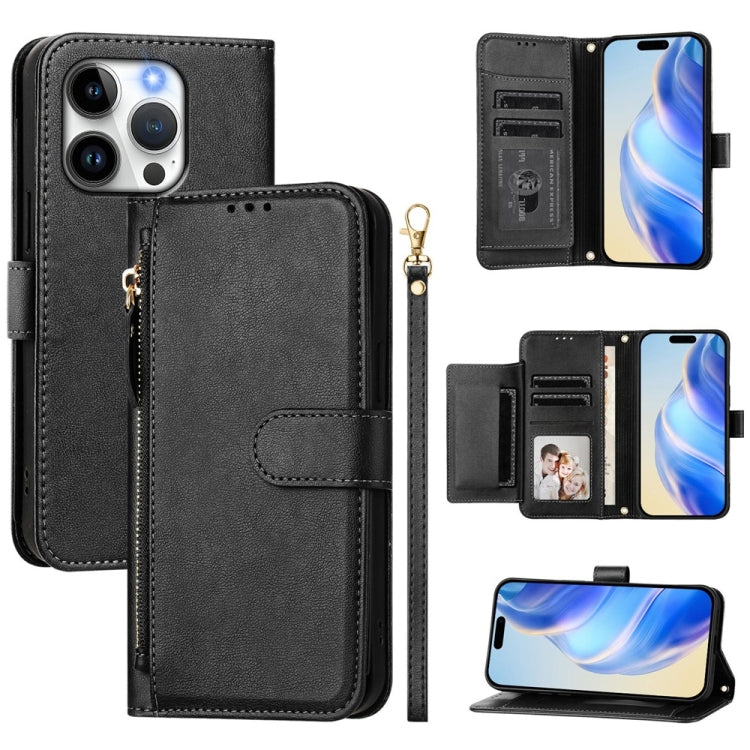多機能カードスロット付きファスナー財布型レザー電話ケース、iPhone 16用、iPhone 15 Pro Max用、iPhone 15 Pro用、iPhone 15 Plus用、iPhone 15用、iPhone 14 Plus用、iPhone 14 / 13用、iPhone 14 Pro用