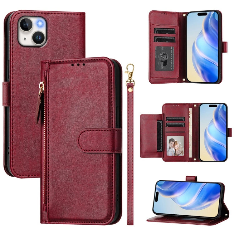 多機能カードスロット付きファスナー財布型レザー電話ケース、iPhone 16用、iPhone 15 Pro Max用、iPhone 15 Pro用、iPhone 15 Plus用、iPhone 15用、iPhone 14 Plus用、iPhone 14 / 13用、iPhone 14 Pro用