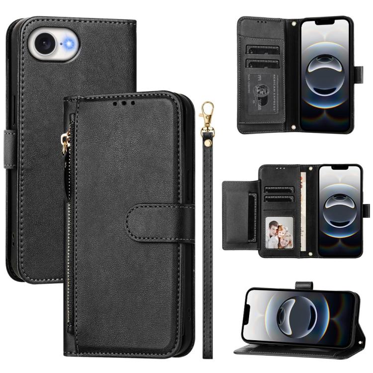 マルチカードスロットジッパー財布レザースマホケース、iPhone 17e / 16e用、iPhone 17 Pro Max用、iPhone 17 Pro用、iPhone 17用、iPhone Air用、iPhone 16 Pro Max用、iPhone 16 Pro用、iPhone 16 Plus用