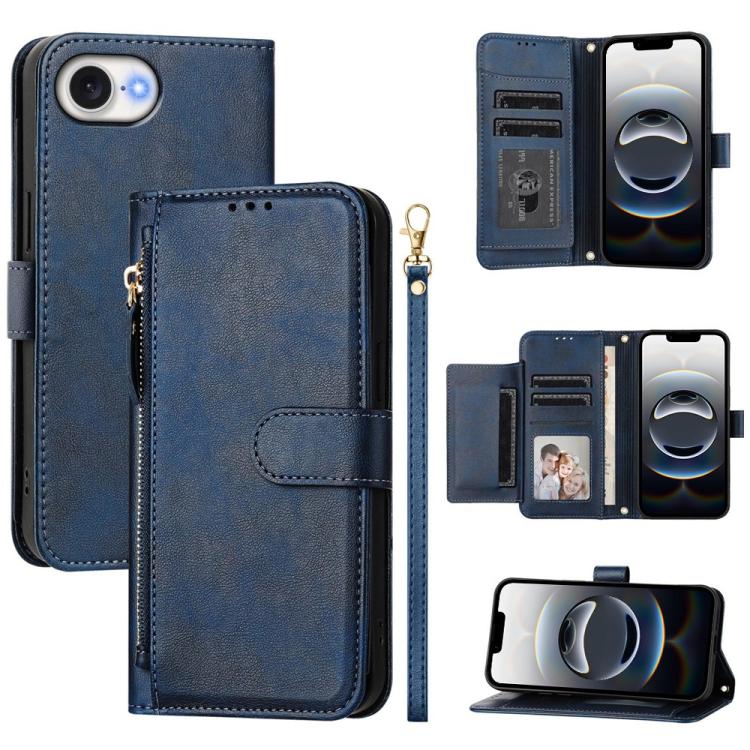 マルチカードスロットジッパー財布レザースマホケース、iPhone 17e / 16e用、iPhone 17 Pro Max用、iPhone 17 Pro用、iPhone 17用、iPhone Air用、iPhone 16 Pro Max用、iPhone 16 Pro用、iPhone 16 Plus用