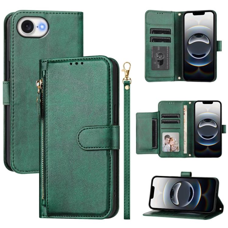 マルチカードスロットジッパー財布レザースマホケース、iPhone 17e / 16e用、iPhone 17 Pro Max用、iPhone 17 Pro用、iPhone 17用、iPhone Air用、iPhone 16 Pro Max用、iPhone 16 Pro用、iPhone 16 Plus用