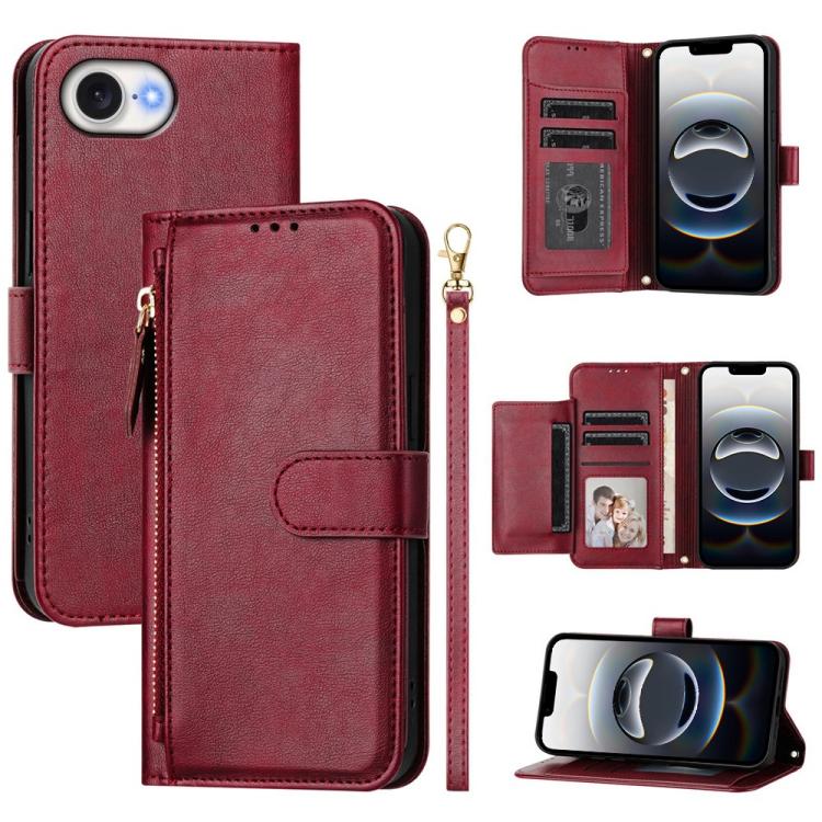 マルチカードスロットジッパー財布レザースマホケース、iPhone 17e / 16e用、iPhone 17 Pro Max用、iPhone 17 Pro用、iPhone 17用、iPhone Air用、iPhone 16 Pro Max用、iPhone 16 Pro用、iPhone 16 Plus用