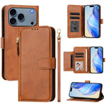 マルチカードスロットジッパー財布レザースマホケース、iPhone 17e / 16e用、iPhone 17 Pro Max用、iPhone 17 Pro用、iPhone 17用、iPhone Air用、iPhone 16 Pro Max用、iPhone 16 Pro用、iPhone 16 Plus用