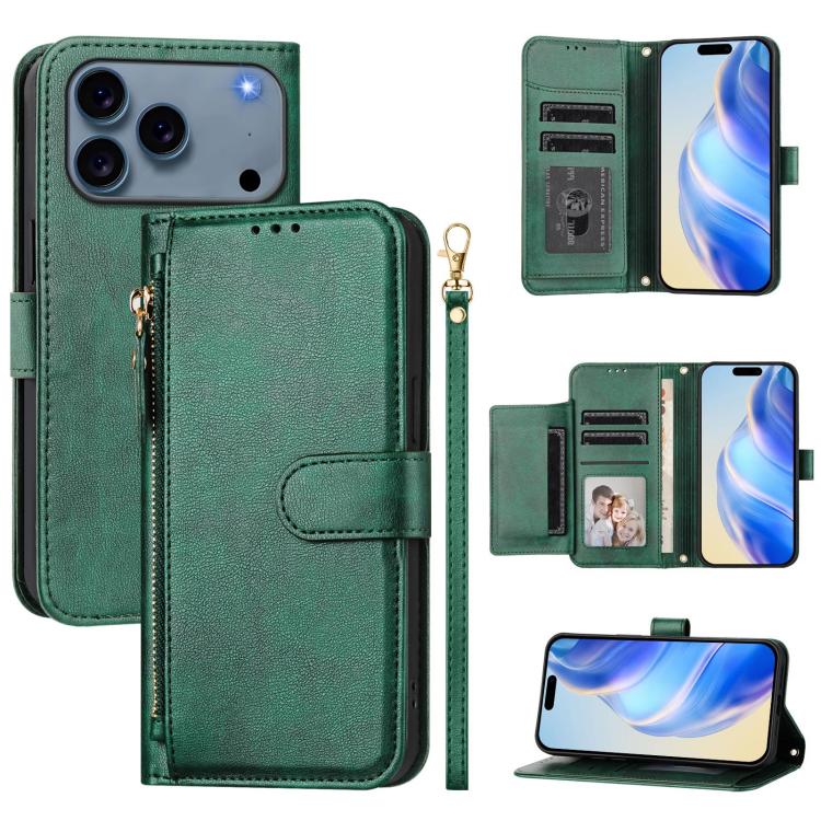 マルチカードスロットジッパー財布レザースマホケース、iPhone 17e / 16e用、iPhone 17 Pro Max用、iPhone 17 Pro用、iPhone 17用、iPhone Air用、iPhone 16 Pro Max用、iPhone 16 Pro用、iPhone 16 Plus用