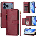 マルチカードスロットジッパー財布レザースマホケース、iPhone 17e / 16e用、iPhone 17 Pro Max用、iPhone 17 Pro用、iPhone 17用、iPhone Air用、iPhone 16 Pro Max用、iPhone 16 Pro用、iPhone 16 Plus用