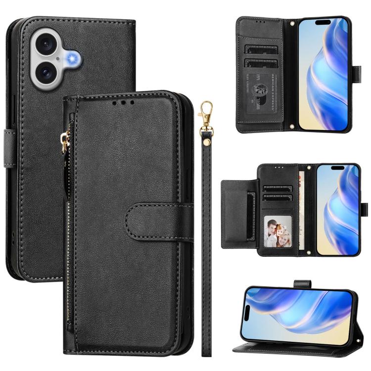 マルチカードスロットジッパー財布レザースマホケース、iPhone 17e / 16e用、iPhone 17 Pro Max用、iPhone 17 Pro用、iPhone 17用、iPhone Air用、iPhone 16 Pro Max用、iPhone 16 Pro用、iPhone 16 Plus用