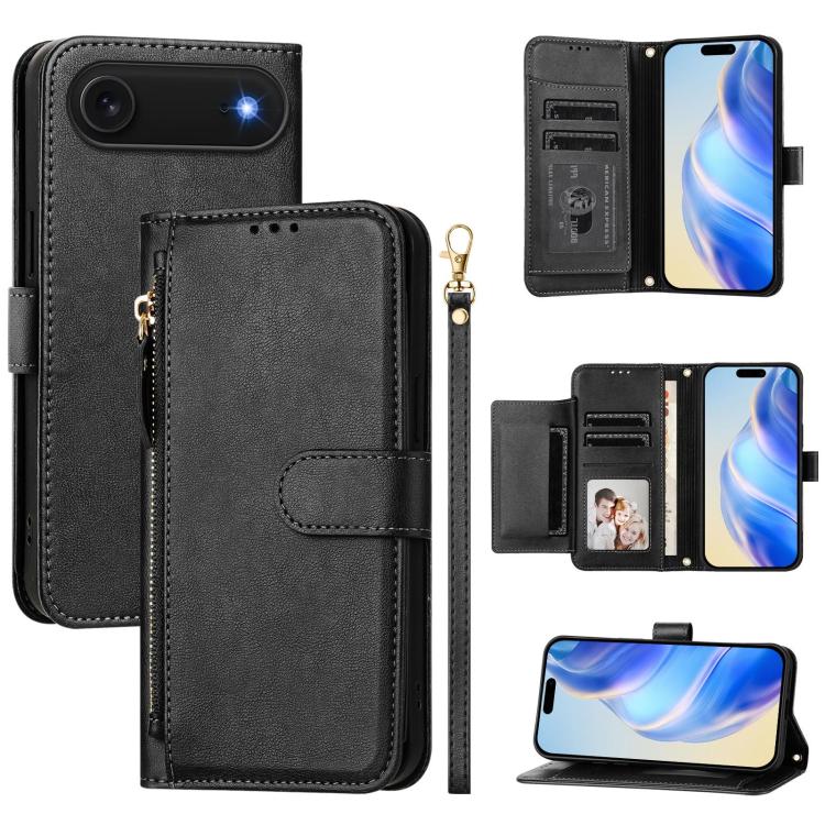 マルチカードスロットジッパー財布レザースマホケース、iPhone 17e / 16e用、iPhone 17 Pro Max用、iPhone 17 Pro用、iPhone 17用、iPhone Air用、iPhone 16 Pro Max用、iPhone 16 Pro用、iPhone 16 Plus用