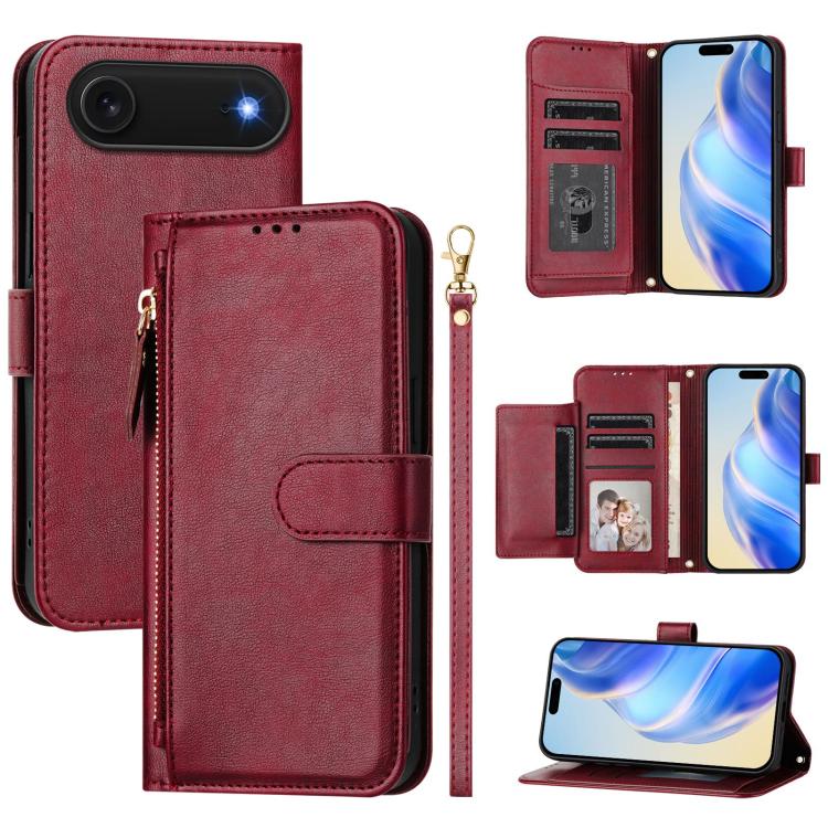 マルチカードスロットジッパー財布レザースマホケース、iPhone 17e / 16e用、iPhone 17 Pro Max用、iPhone 17 Pro用、iPhone 17用、iPhone Air用、iPhone 16 Pro Max用、iPhone 16 Pro用、iPhone 16 Plus用