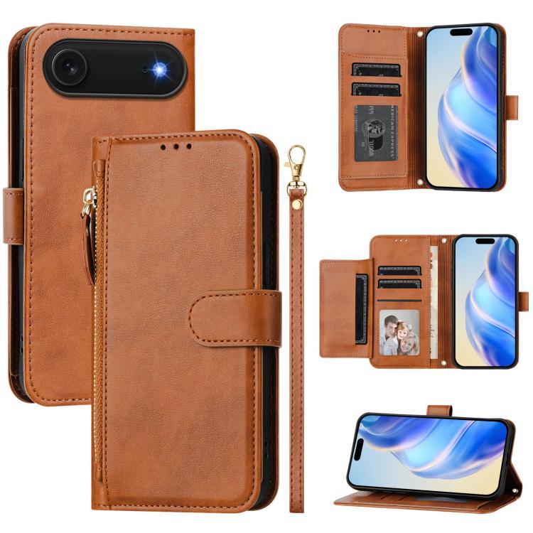 マルチカードスロットジッパー財布レザースマホケース、iPhone 17e / 16e用、iPhone 17 Pro Max用、iPhone 17 Pro用、iPhone 17用、iPhone Air用、iPhone 16 Pro Max用、iPhone 16 Pro用、iPhone 16 Plus用