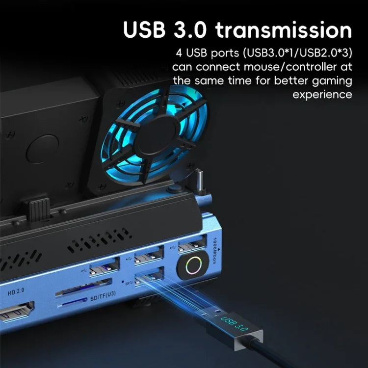 YCE-V279A 9-in-1 USB-Cゲーミングドックステーション 着脱式ファン付き、9-in-1