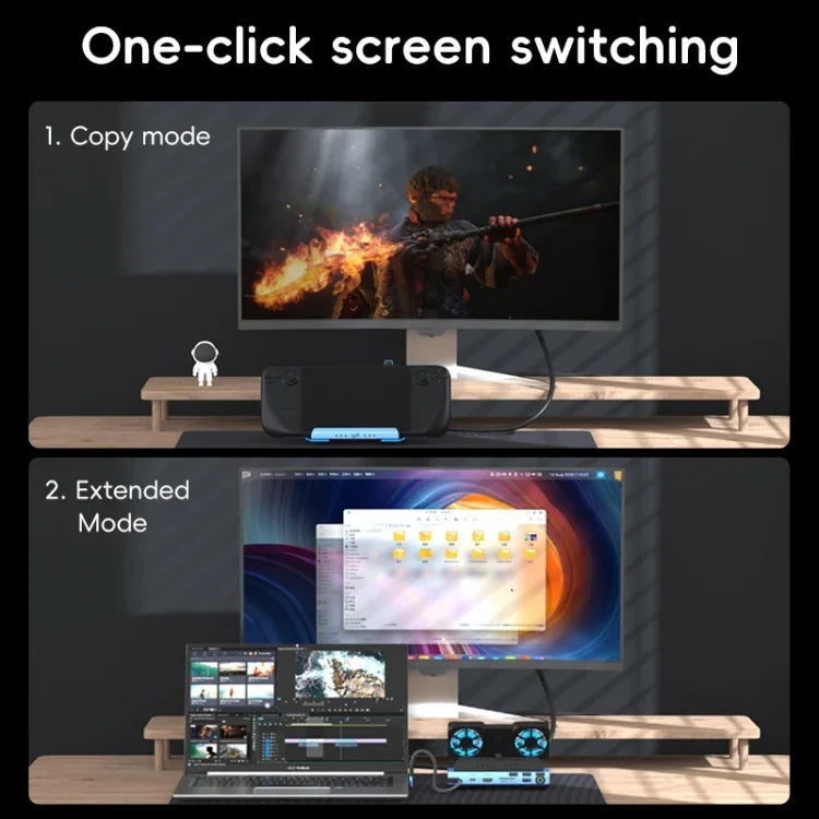 YCE-V279A 9-in-1 USB-Cゲーミングドックステーション 着脱式ファン付き、9-in-1