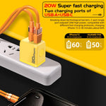 M167 PD 20W Type-C と USB QC 3.0 急速充電器、EUプラグ、USプラグ
