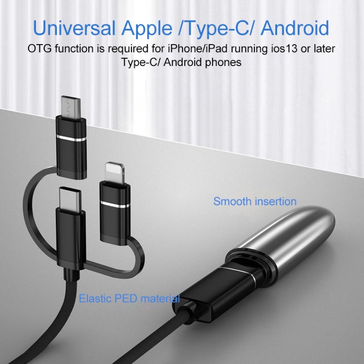 3-in-1 USB メスから Micro USB、Type-C、8ピン オス OTGアダプター