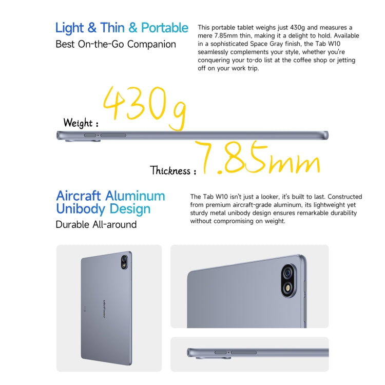 Ulefone Tab W10 WiFi タブレットPC、10.1インチ Android 14 Unisoc T606 オクタコア、EUプラグ、Tab W10