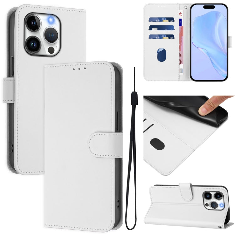 スキンフィール単色レザー電話ケース、ストラップ付き、iPhone 14 / 13用、iPhone 14 Pro用