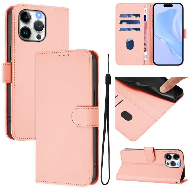 Skin Feel Solid Color Leather Phone Case with Lanyard, For iPhone 14 Pro Max, For iPhone SE 2022 / 2020