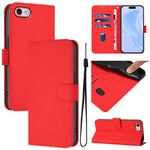 Skin Feel Solid Color Leather Phone Case with Lanyard, For iPhone 14 Pro Max, For iPhone SE 2022 / 2020