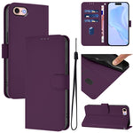 Skin Feel Solid Color Leather Phone Case with Lanyard, For iPhone 14 Pro Max, For iPhone SE 2022 / 2020