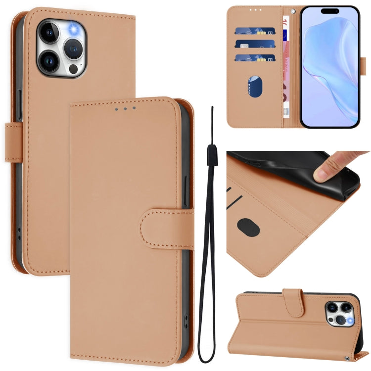 Skin Feel Solid Color Leather Phone Case with Lanyard, For iPhone 13 Pro Max, For iPhone 13 Pro