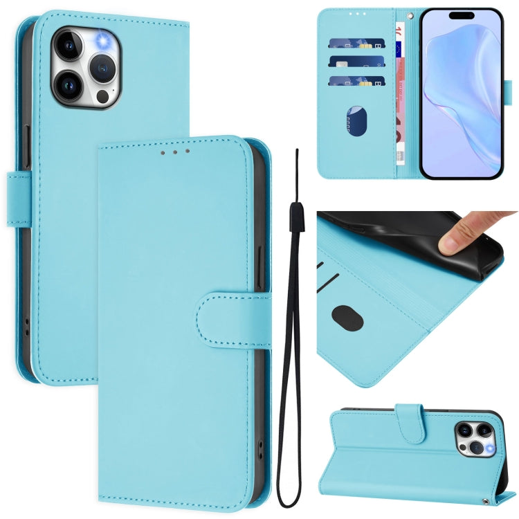 Skin Feel Solid Color Leather Phone Case with Lanyard, For iPhone 13 Pro Max, For iPhone 13 Pro