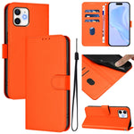 Skin Feel Solid Color Leather Phone Case with Lanyard, For iPhone 13 mini, For iPhone 12 / 12 Pro