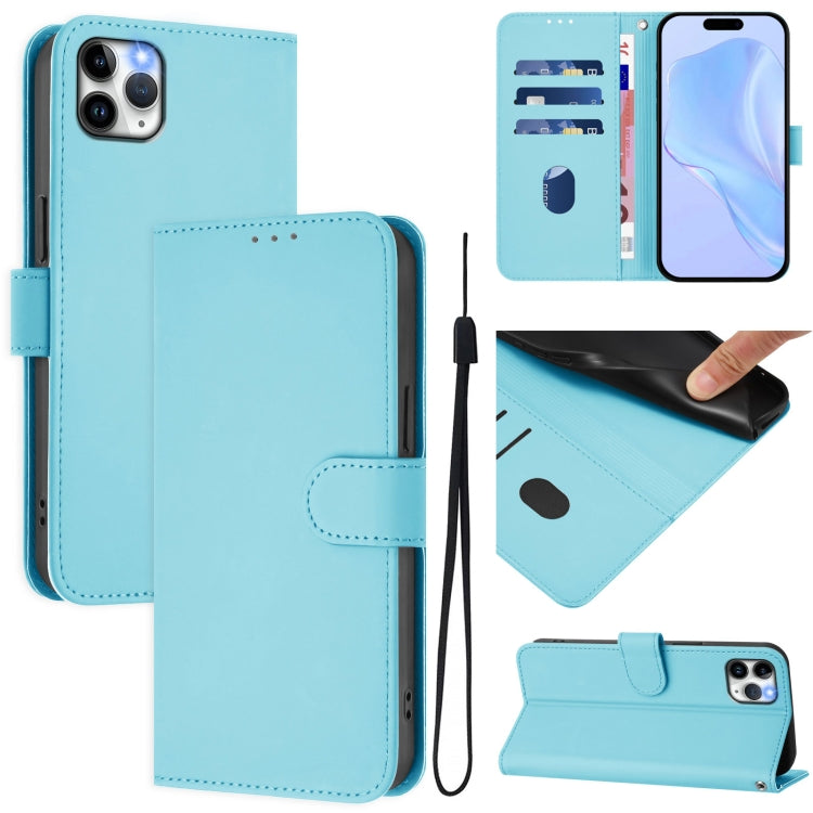 Skin Feel Solid Color Leather Phone Case with Lanyard, For iPhone 11 Pro Max, For iPhone 11