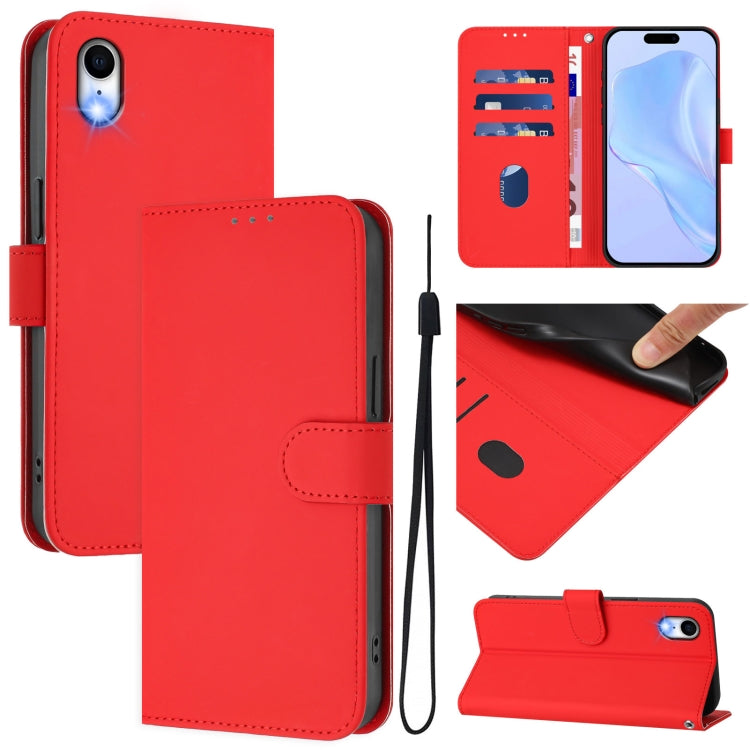 Skin Feel Solid Color Leather Phone Case with Lanyard, For iPhone XR, For iPhone XS Max