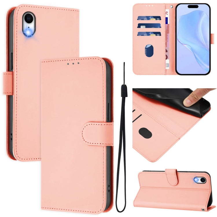 Skin Feel Solid Color Leather Phone Case with Lanyard, For iPhone XR, For iPhone XS Max