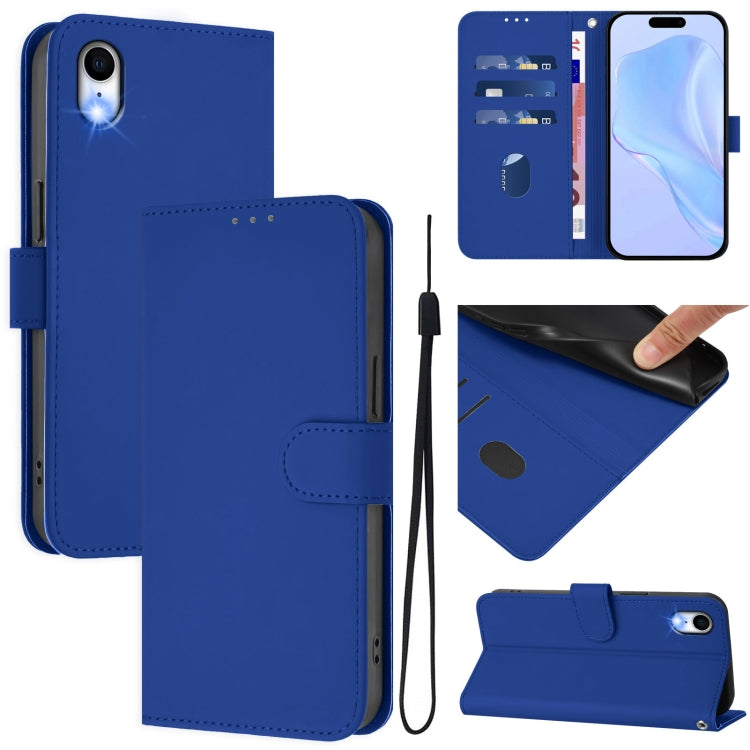 Skin Feel Solid Color Leather Phone Case with Lanyard, For iPhone XR, For iPhone XS Max