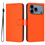 スキンフィール無地レザースマホケースストラップ付き、iPhone 17e / 16e用、iPhone 17 Pro Max用