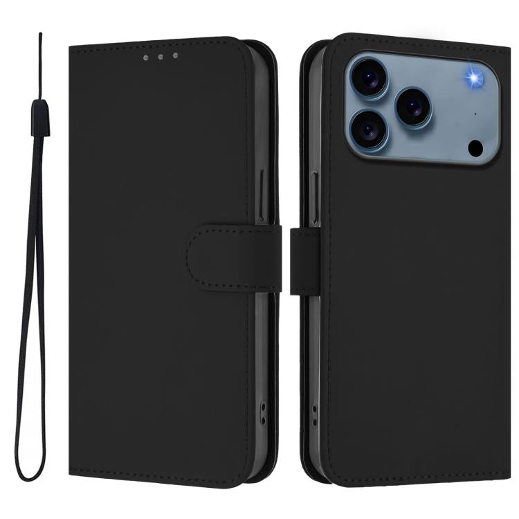 スキンフィール無地レザースマホケースストラップ付き、iPhone 17e / 16e用、iPhone 17 Pro Max用