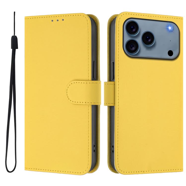 スキンフィール無地レザースマホケースストラップ付き、iPhone 17e / 16e用、iPhone 17 Pro Max用