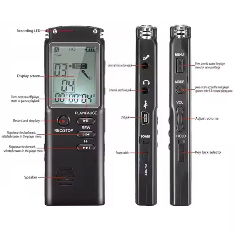 T60 スマートHDノイズキャンセリング ボイスレコーダー MP3プレーヤー、T60